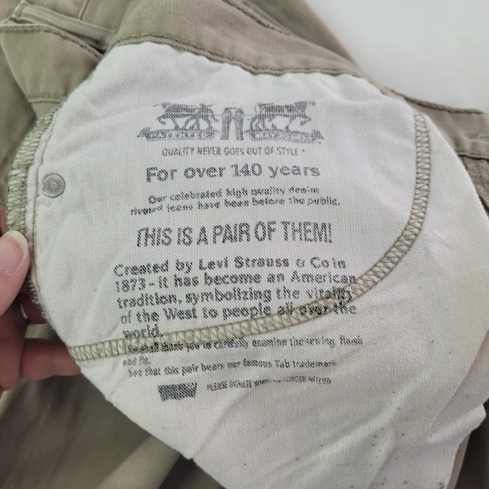 Levi's 505 Regular Fit Pants Mens 38x32 Khaki Tan Straight Leg Twill Flaw READ - Picture 5 of 13